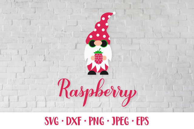 Raspberry SVG calligraphy lettering and gnome holding berry SVG LaBelezoka 