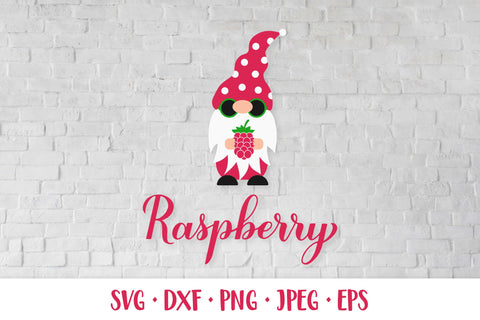 Raspberry SVG calligraphy lettering and gnome holding berry SVG LaBelezoka 