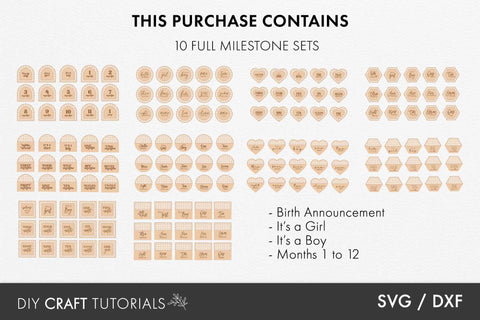 Rattan Baby Milestone SVG - Laser Cut File Bundle SVG DIY Craft Tutorials 