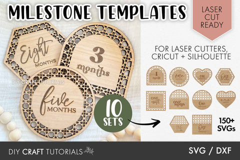 Rattan Baby Milestone SVG - Laser Cut File Bundle SVG DIY Craft Tutorials 