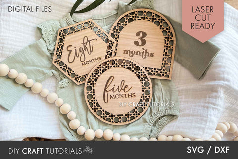 Rattan Baby Milestone SVG - Laser Cut File Bundle SVG DIY Craft Tutorials 