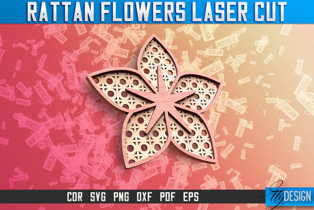 Rattan Flowers Laser Cut SVG | Laser Cut SVG Design | CNC Files SVG Fly Design 