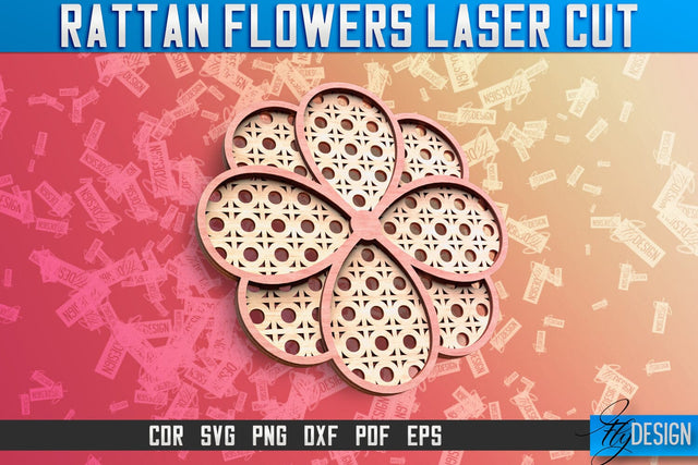 Rattan Flowers Laser Cut SVG | Laser Cut SVG Design | CNC Files SVG Fly Design 
