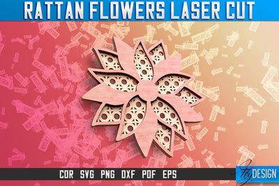 Rattan Flowers Laser Cut SVG | Laser Cut SVG Design | CNC Files SVG Fly Design 
