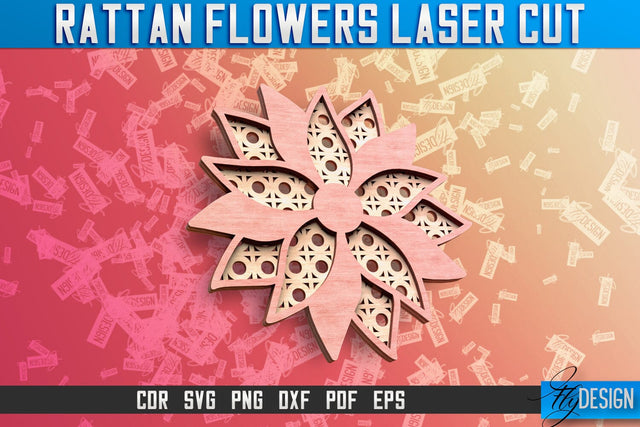 Rattan Flowers Laser Cut SVG | Laser Cut SVG Design | CNC Files SVG Fly Design 