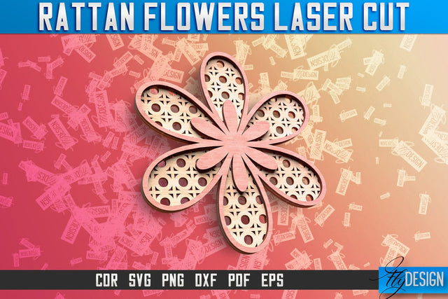 Rattan Flowers Laser Cut SVG | Laser Cut SVG Design | CNC Files SVG Fly Design 