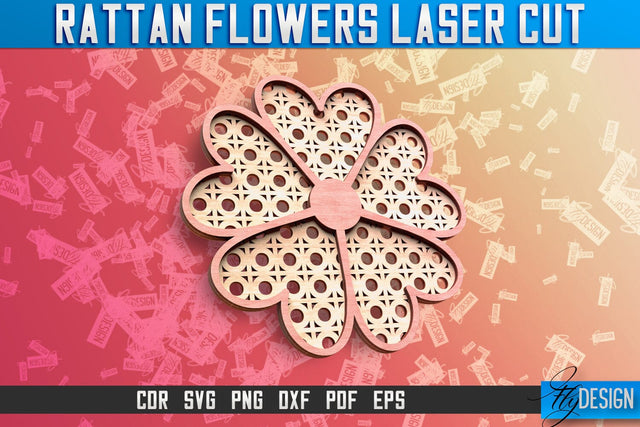 Rattan Flowers Laser Cut SVG | Laser Cut SVG Design | CNC Files SVG Fly Design 