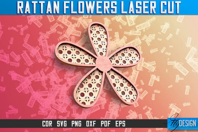 Rattan Flowers Laser Cut SVG | Laser Cut SVG Design | CNC Files SVG Fly Design 