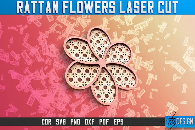 Rattan Flowers Laser Cut SVG | Laser Cut SVG Design | CNC Files SVG Fly Design 
