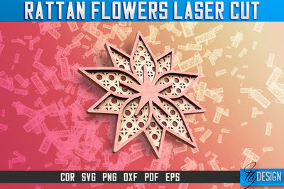 Rattan Flowers Laser Cut SVG | Laser Cut SVG Design | CNC Files SVG Fly Design 