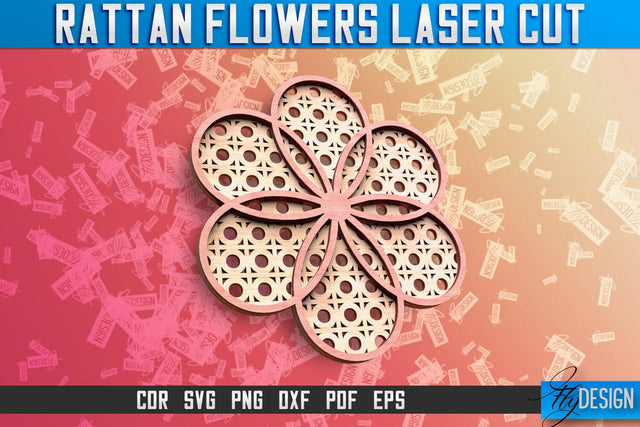 Rattan Flowers Laser Cut SVG | Laser Cut SVG Design | CNC Files SVG Fly Design 