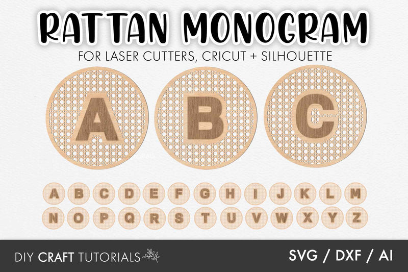 Rattan Monogram SVG Bundle SVG DIY Craft Tutorials 