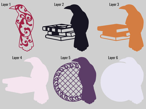 Raven and Books layered SVG cut files SVG Angel on Empire 