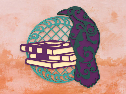 Raven and Books layered SVG cut files SVG Angel on Empire 