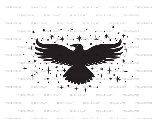 Raven bird and sparks SVG TribaliumArtSF 