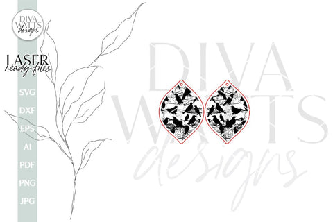 Raven Earrings SVG For Laser Earrings With Ravens for Halloween Earrings For Glowforge Raven Earrings SVG Halloween Ravens svg Earrings SVG Diva Watts Designs 