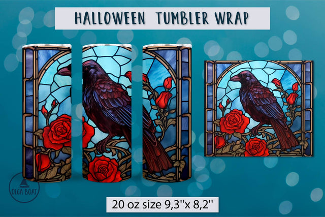 Raven tumbler wrap | Gothic sublimation Sublimation Olga Boat Design 