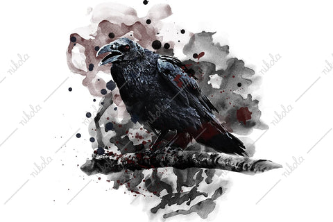 Raven Watercolor Sublimation Clipart PNG JPG Sublimation nikola 