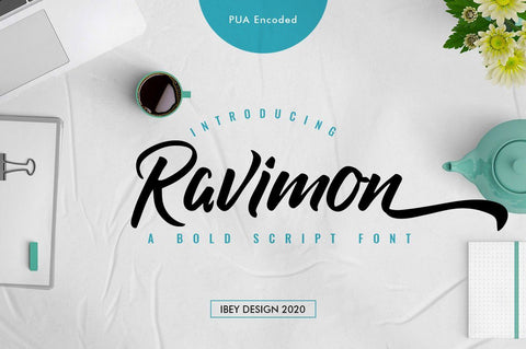 Ravimon - Bold Script Font Font Ibey Design 
