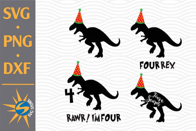 Rawr I'm Four Birthday SVG, PNG, DXF Digital Files Include SVG SVGStoreShop 