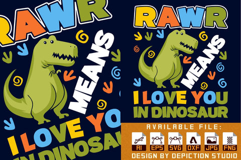 Rawr means I love In dinosaur kids Shirt, Back to school Shirt, Kids dinosaur shirt, Back to school kids Shirt Print Template SVG Depiction Studio 