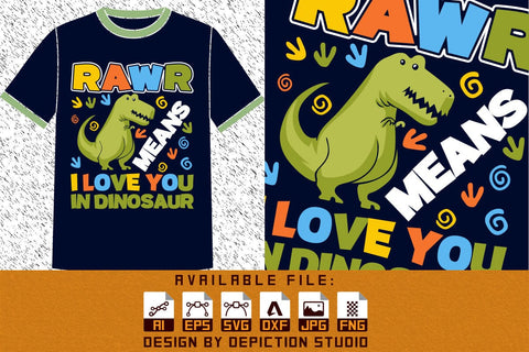 Rawr means I love In dinosaur kids Shirt, Back to school Shirt, Kids dinosaur shirt, Back to school kids Shirt Print Template SVG Depiction Studio 