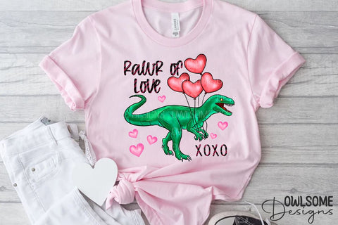 Rawr Of Love T-Rex Valentine PNG Sublimation Owlsome.Designs 