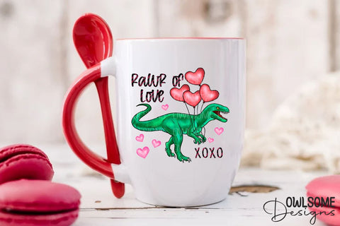 Rawr Of Love T-Rex Valentine PNG Sublimation Owlsome.Designs 
