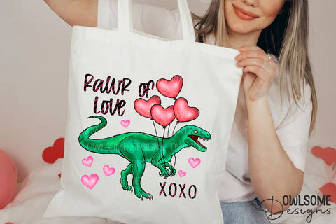 Rawr Of Love T-Rex Valentine PNG Sublimation Owlsome.Designs 
