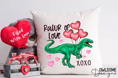 Rawr Of Love T-Rex Valentine PNG Sublimation Owlsome.Designs 
