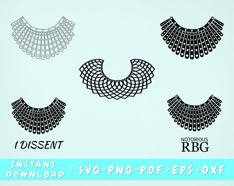 RBG Collar Svg Bundle, 5 Designs, Dissent Collar SVG Cut Files SVG HappyDesignStudio 