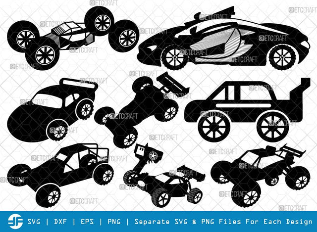 Rc Car SVG Cut Files | Racing Car Silhouette | Sports Car Svg Bundle SVG ETC Craft 