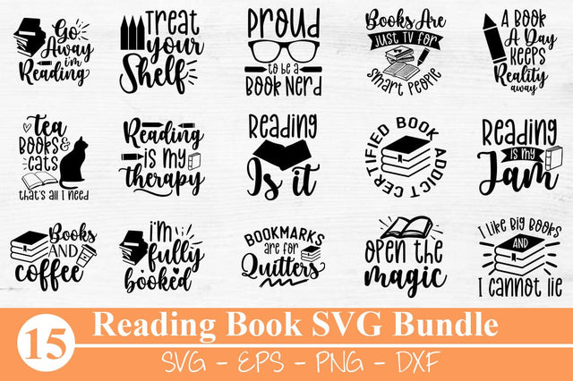 Reading and Book Lover SVG Bundle SVG Svgcraft 