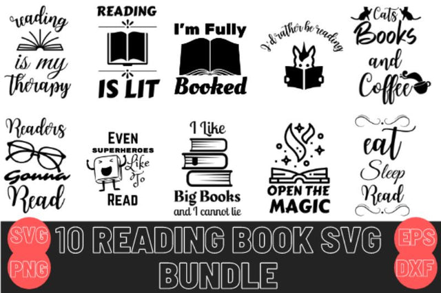 Reading Book SVG Bundle Pack SVG Razadesigner 