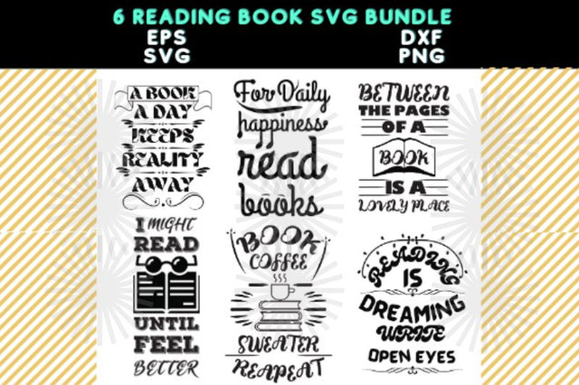 Reading Book SVG Bundle Pack SVG Razadesigner 
