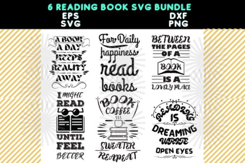 Reading Book SVG Bundle Pack SVG Razadesigner 