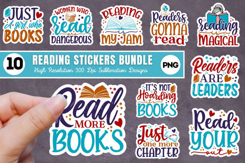 Reading & Books Stickers Bundle Sublimation Regulrcrative 