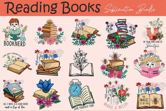 Reading Books Sublimation Bundle Sublimation Rupkotha 