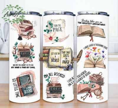 Reading Books Tumbler Png, Book Lover 20oz Skinny Tumbler, Motivation Quotes Tumbler Design, Books Quotes Sublimation Design, Books With Lid And Straw, Instant Download Sublimation AdriOP 