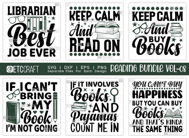 Reading Bundle Vol-07 | I Cant Read Without My Glasses Svg | Its A Good Day To Read Svg | Even Superheroes Like To Read Svg | I Read Past My Bedtime Svg | Reading Quote Design SVG ETC Craft 