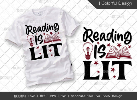 Reading Bundle Vol-11 | Reading Is My Superpower Svg | Reading Is My Therapy Svg | Reading With Genius Svg | Reading Is Lit Svg | Reading Quote Design SVG ETC Craft 
