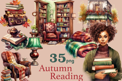 Reading Clipart | Autumn Vibes Graphics SVG GlamArtZhanna 