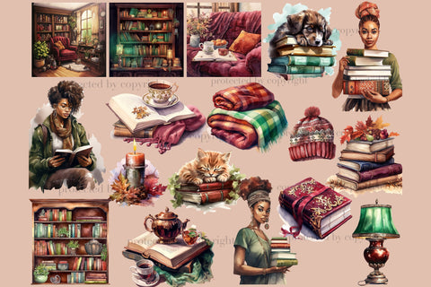 Reading Clipart | Autumn Vibes Graphics SVG GlamArtZhanna 