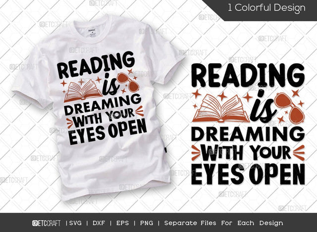 Reading Is Dreaming With Your Eyes Open SVG Cut File | Reading Svg | Bookworm Svg | Book Lover Svg | Teacher Svg | Book Nerd Svg | Reading Quote Svg SVG ETC Craft 