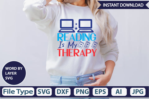 Reading Is My Therapy SVG Cut File SVG DesignPlante 503 