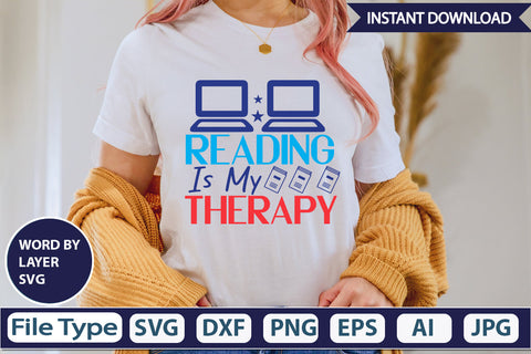 Reading Is My Therapy SVG Cut File SVG DesignPlante 503 