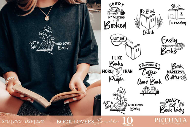 Reading SVG Bundle | Book Lover SVG SVG Petunia Digital Design 
