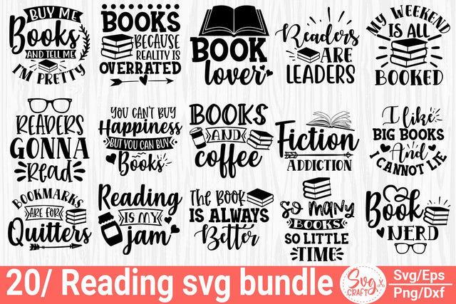 Reading SVG Bundle | Book SVG Bundle | Reading Quotes SVG Bundle | Cut Files | Files for Cricut | Instant Download | Commercial Use, SVG Svgcraft 