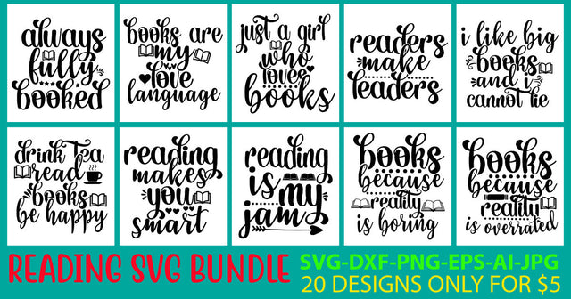 Reading SVG Bundle SVG Syaman 