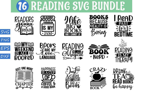 Reading Svg Bundle.Book Svg, Books SVG Bundle, SVG Designangry 